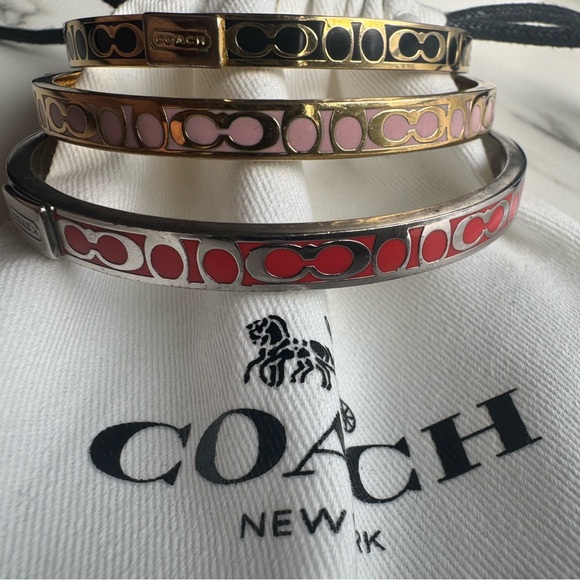 Coach Jewelry - Coach Bangle Bracelet Set (3) - Red, Pink, Black